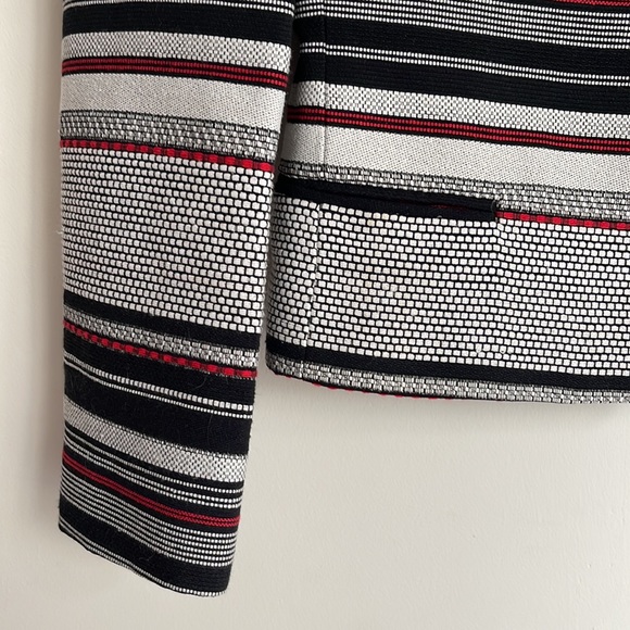 ZARA | Black white red collarless structured jacket - Picture 8 of 9
